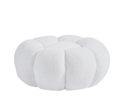 Fleece White Pumpkin Sofa Chair with Footstool