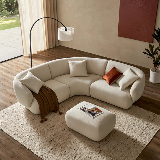 Auburn Performance Fabric Sectional Sofa with Ottoman